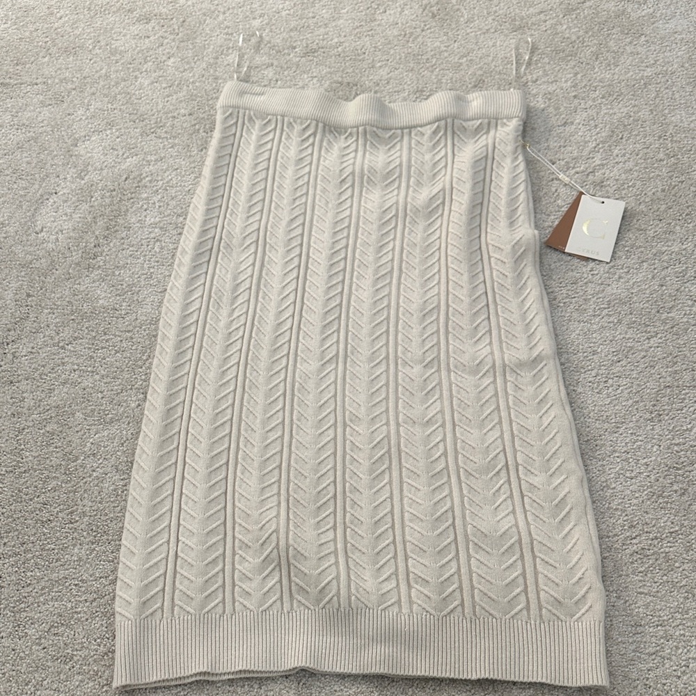 Cyrus Cream Textured Midi Skirt